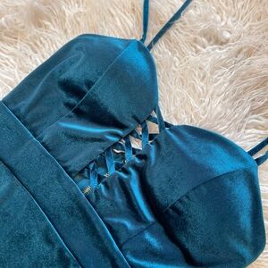 Elegant Teal Velvet Dress